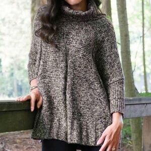 Matilda Jane Oversized Turtle Neck Multicolor Cozy Fall Boho Coast Pullover Sz L